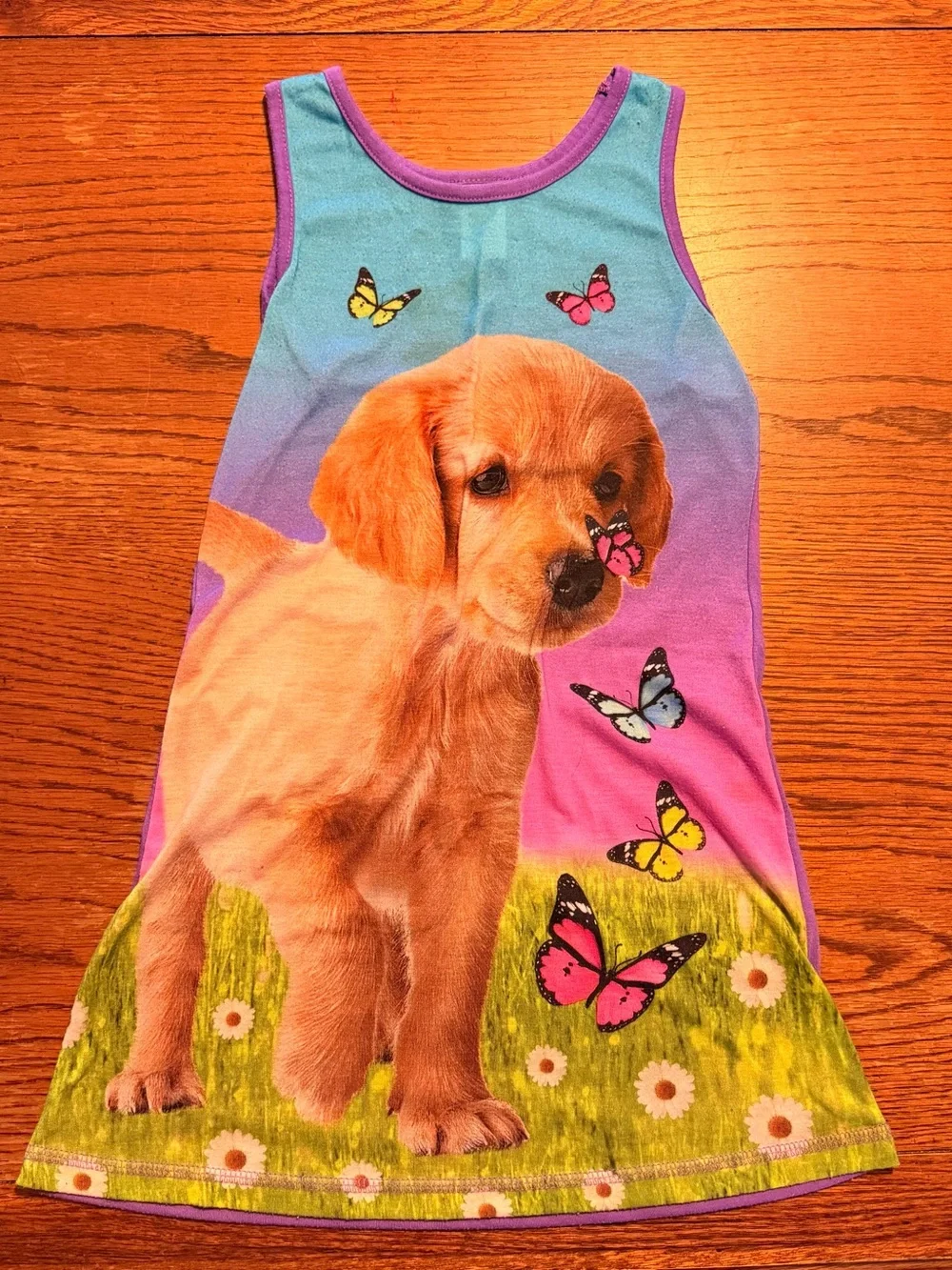 Girls Sleepwear Gown Size S 6 6X Small Puppy Dog and Butterflies